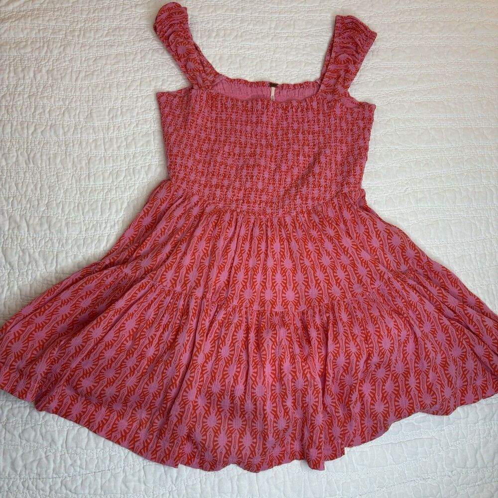 Free People Sweet Annie mini dress Med smocked tiered babydoll fairy cottagecore